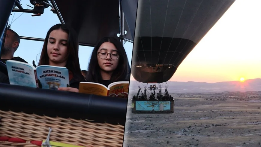 Nevşehir’de Balonda Kitap Okuma Etkinliği Düzenlendi